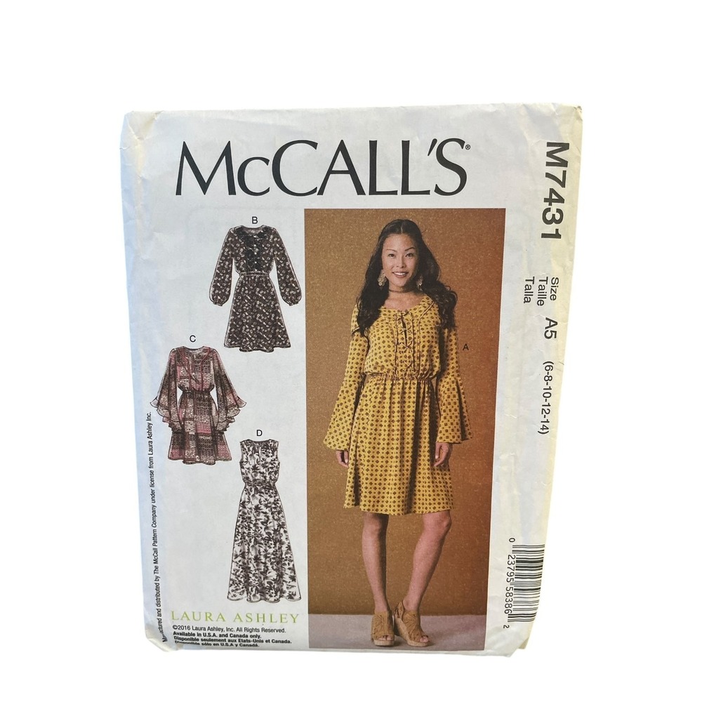 McCALL'S M7431 Misses Dresses Pattern‎ Size 6-14 Laura Ashley 2016